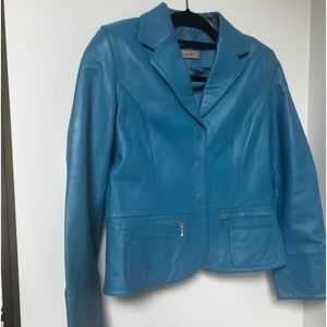Lightweight blue leather jacket. Excellent condition.